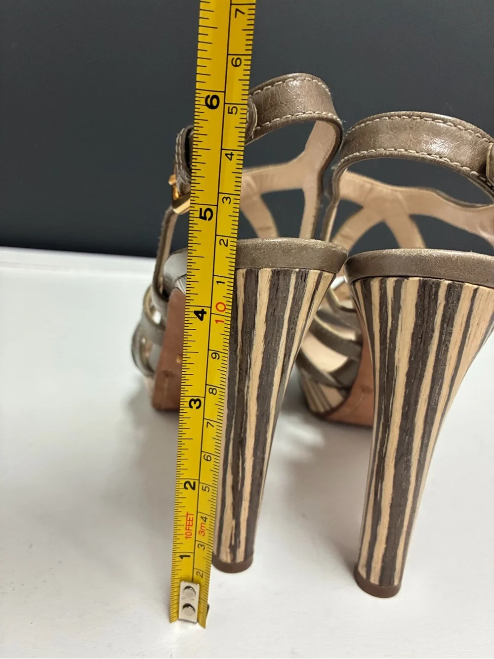 Prada Taupe Strappy Platform Heels
